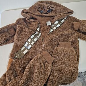 Disney Brown Chewbacca Fleece Costume Onesie Kids Size 9/10